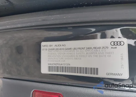 2018 Audi A5 2.0T Premium из США, поврежденный, VIN WAUCNCF59JA131374